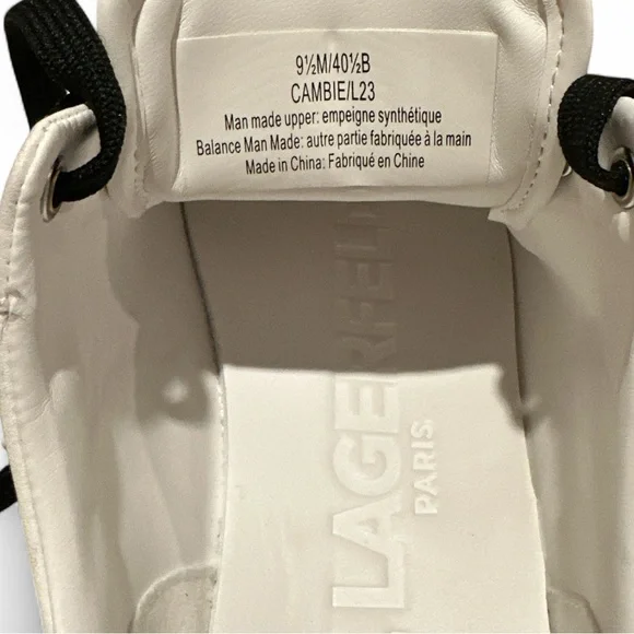 Karl Lagerfeld 9.5 pinned Cambie Women’s Sneakers White Logo low top - Picture 12 of 12